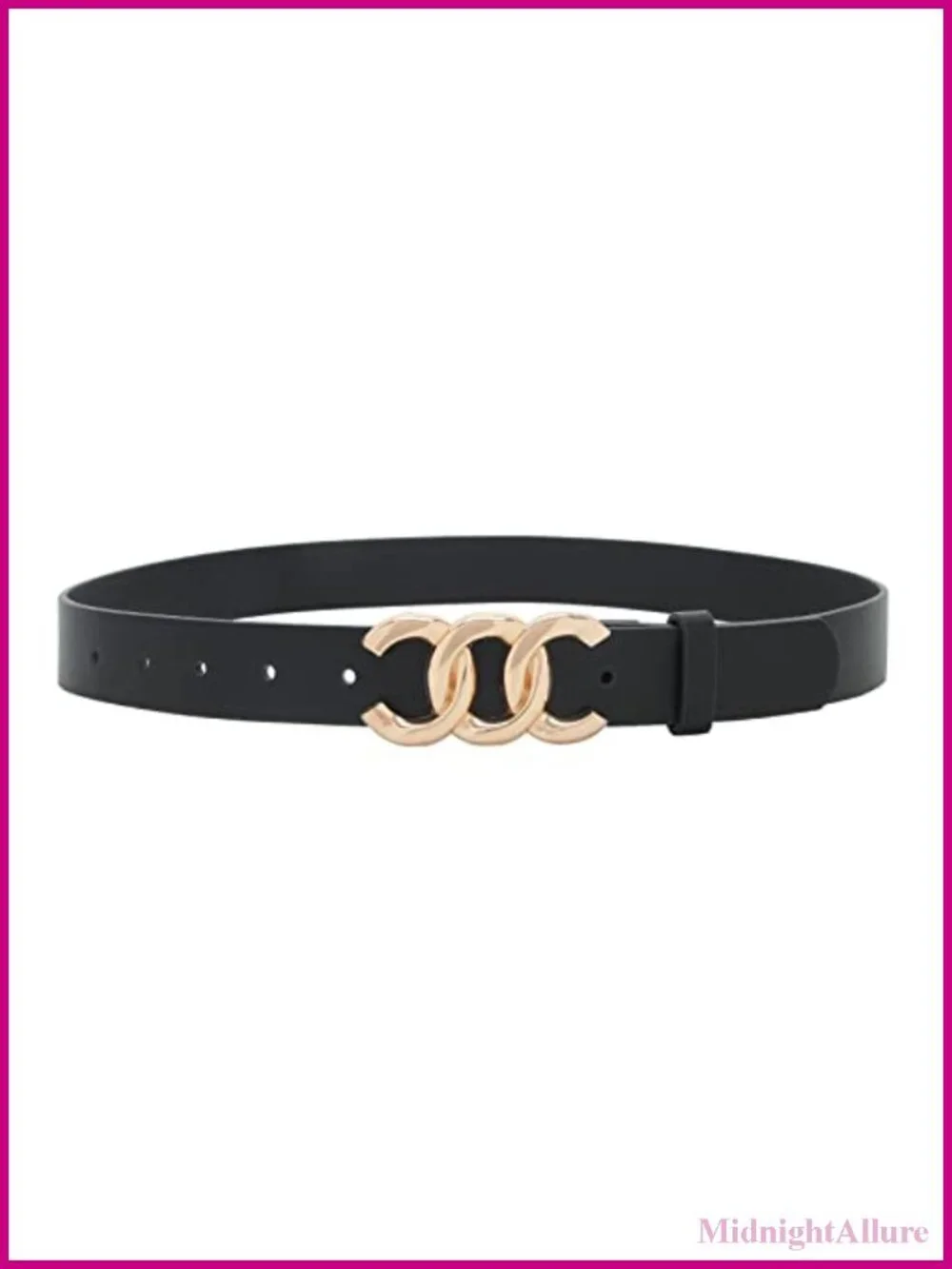 Women's Faux Leather Belt with Gold Buckle